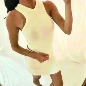 FREE PEOPLE off white tank top Halter knit Rib summer running yoga we the free